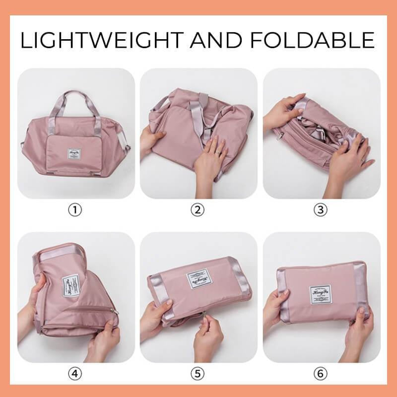 Foldable travel bag Waterproof travel bag Large capacity gym bag Women's fitness bag Weekender overnight bag Foldable gym bag Waterproof gym bag Travel bag for women Fitness travel bag Women's weekender bag Overnight travel bag Durable travel bag Women's foldable bag Stylish travel bag Practical travel bag