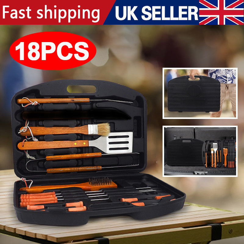 18PCS BBQ Grill Tools Kit Grilling Accessories Stainless Steel Barbecues Utensil