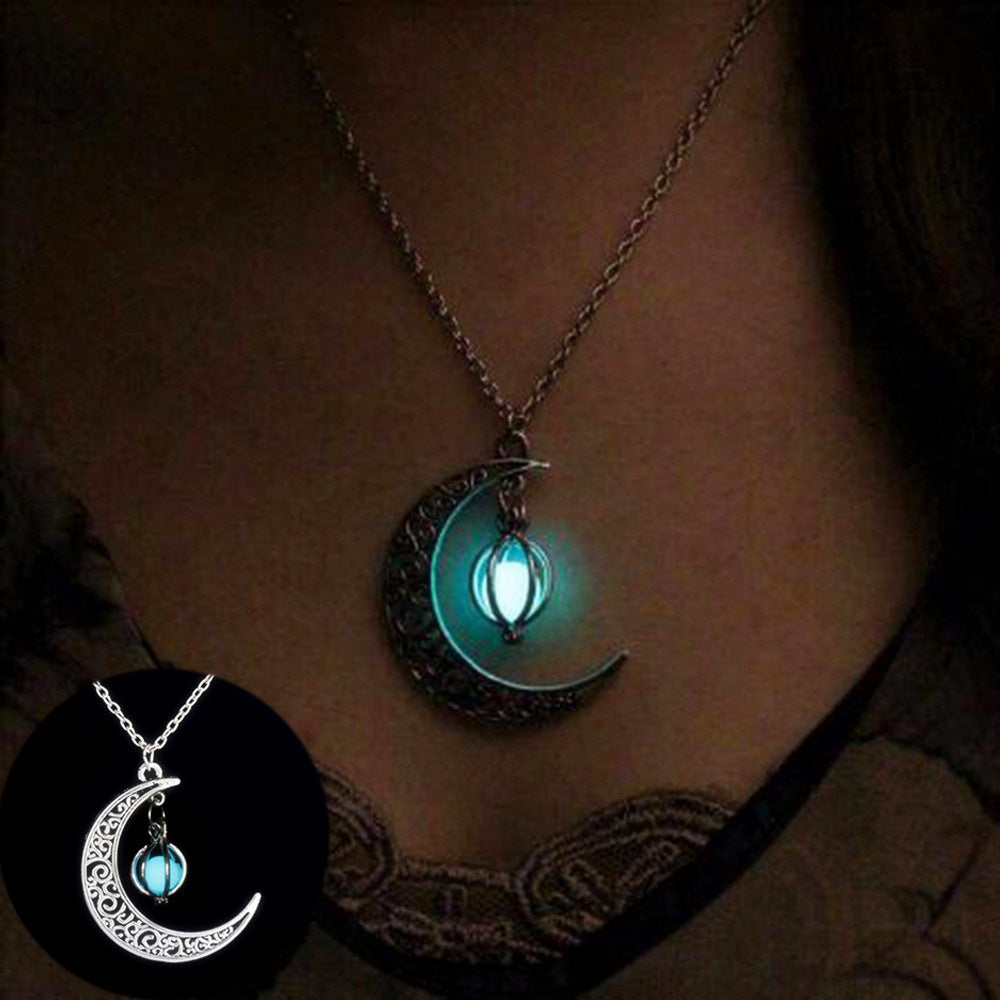 Fashion moon necklace Natural glowing stone necklace Healing pendant necklace Women's luminous pendant Moon charm necklace Women's healing jewelry Luminous stone necklace Glowing stone pendant Women's charm jewelry Elegant healing necklace Spiritual pendant for women Unique women's necklace Gift necklace for women Moon pendant necklace Women's fashion jewelry