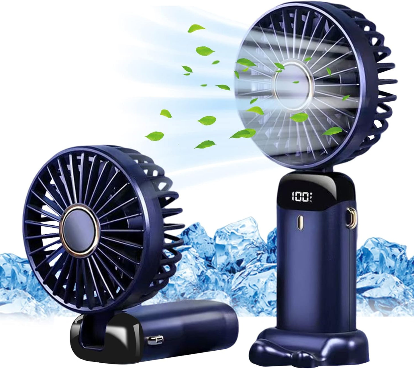 Handheld Fan, Foldable Desk Desktop Fans with LED Display for Home Office Bedroom Outdoor Travel, Battery Operated